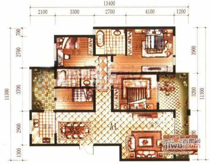 中晟溪城普通住宅142.6㎡户型图