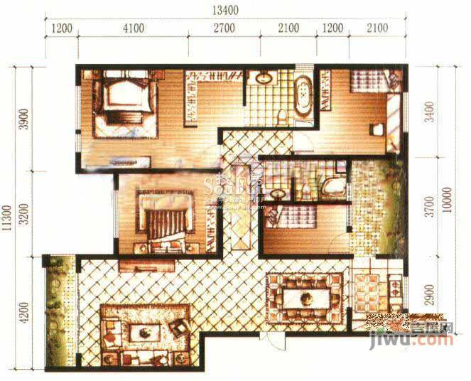 中晟溪城普通住宅142.6㎡户型图