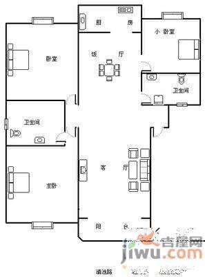 富滇花园4室2厅2卫120㎡户型图