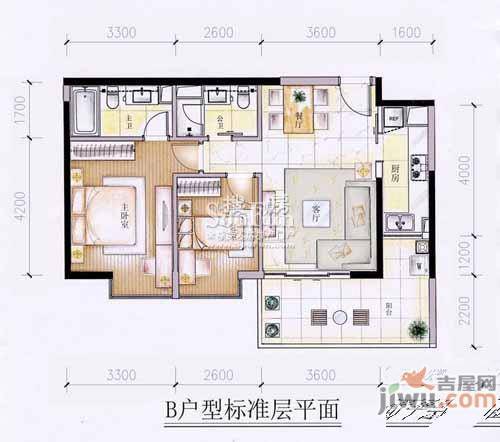 星雅俊园2室2厅2卫85.2㎡户型图