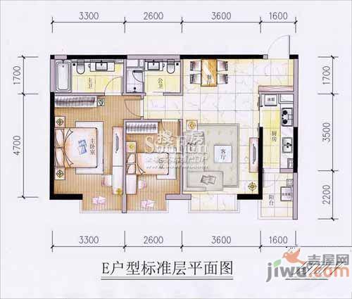 星雅俊园2室2厅1卫87㎡户型图