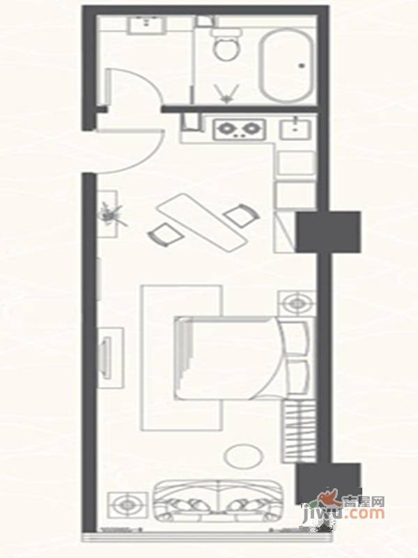 大宥城1室1厅1卫59.4㎡户型图