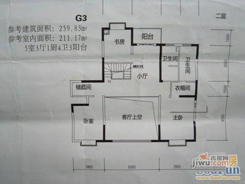 滇池星城3室2厅1卫户型图