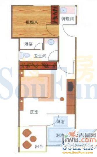 温泉心景2室1厅2卫65㎡户型图