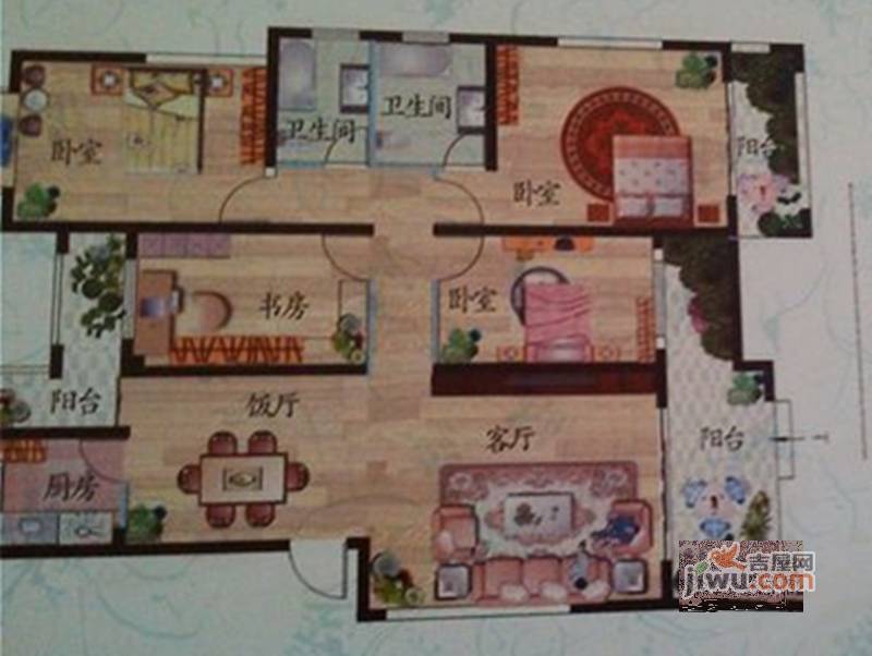 翡翠花园3室2厅3卫户型图