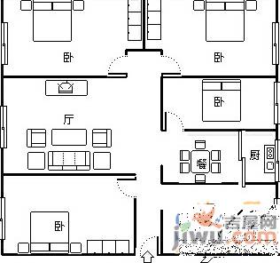 月牙塘4室2厅1卫99㎡户型图