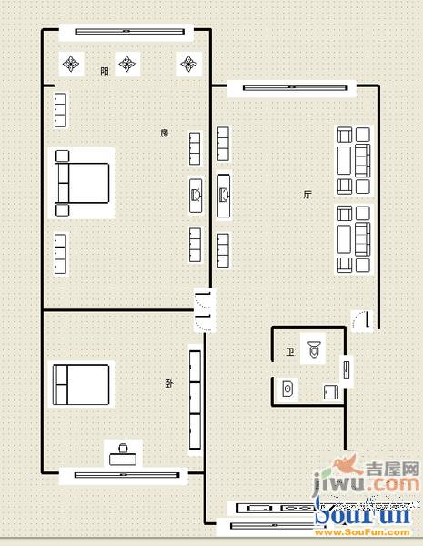 华海小区3室2厅1卫70㎡户型图