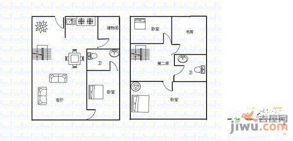 泰信地中海2室1厅1卫88㎡户型图