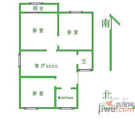 工人新村3室1厅1卫户型图