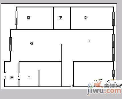 西坝新村3室1厅1卫57㎡户型图