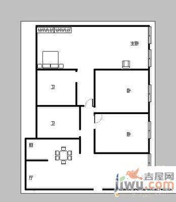 复兴花园3室2厅1卫116㎡户型图