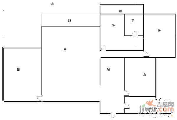 复兴花园3室2厅1卫116㎡户型图