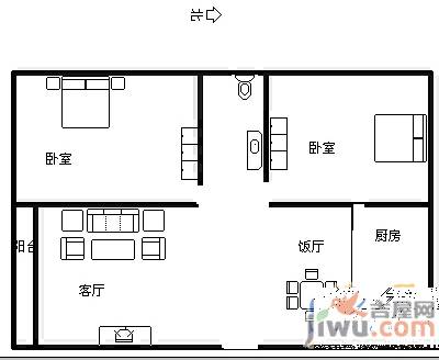 金色家园2室2厅1卫86㎡户型图