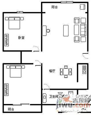 金色家园2室2厅1卫86㎡户型图
