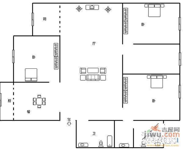 新迎小区3室3厅1卫135㎡户型图