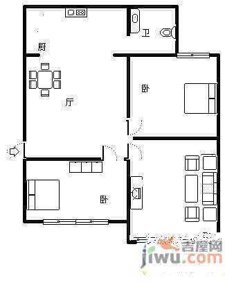 桂园小区2室2厅1卫户型图