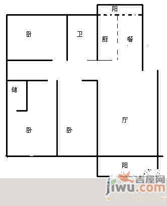 银苑小区2室2厅1卫87㎡户型图