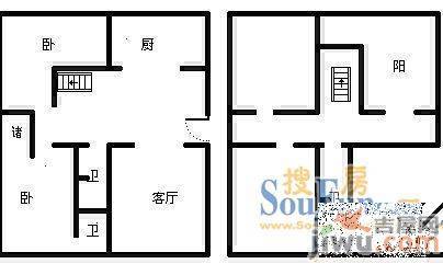 消防总队宿舍2室1厅1卫户型图