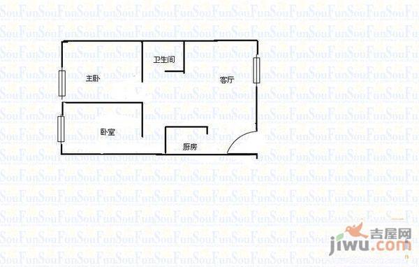 消防总队宿舍2室1厅1卫户型图