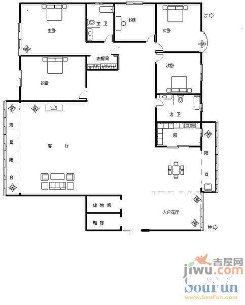 时代广场4室2厅2卫140.4㎡户型图