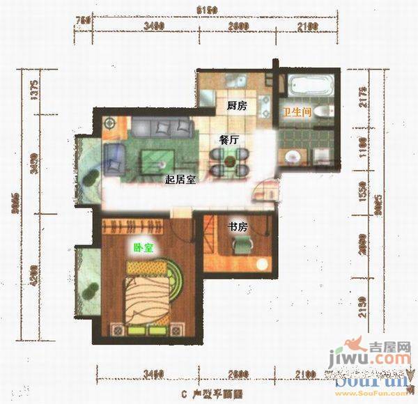 春城财富2室1厅1卫户型图