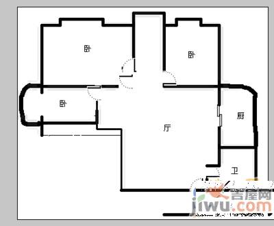 康居苑3室2厅2卫126㎡户型图