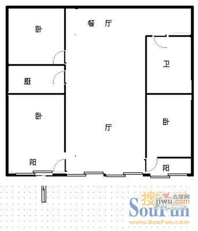 盛迪花园2室2厅1卫户型图