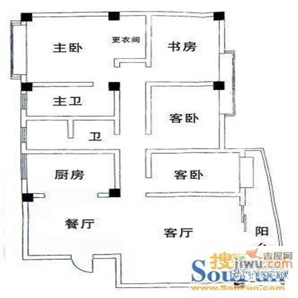 云艺苑3室2厅2卫136㎡户型图