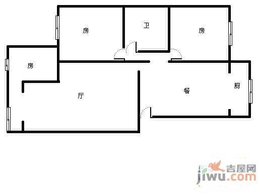 昆湖花园3室2厅1卫112㎡户型图