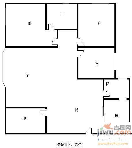 云南财经大学住宅4室2厅2卫104㎡户型图