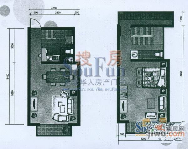 东方上城二期1室2厅2卫户型图