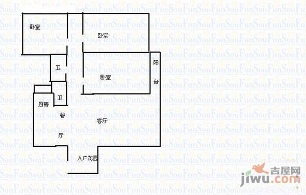 名宅吉苑3室1厅1卫户型图