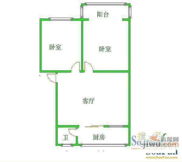 铁路工程小区2室2厅1卫户型图