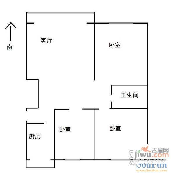 欣龙花园3室2厅2卫114㎡户型图