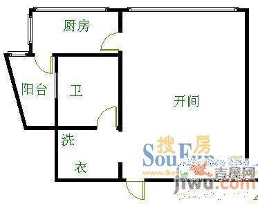 王大桥小区2室1厅1卫户型图