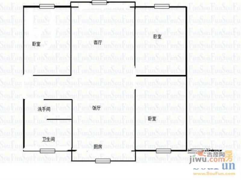 王大桥小区2室1厅1卫户型图