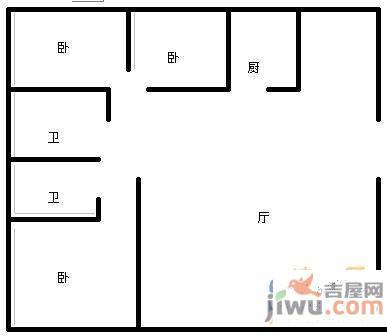 城市理想2室1厅1卫96.8㎡户型图