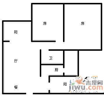 城市理想2室1厅1卫96.8㎡户型图