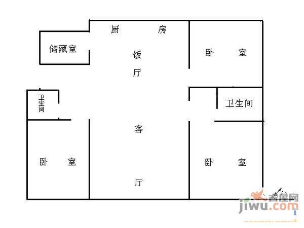 怡康花园2室2厅1卫90㎡户型图