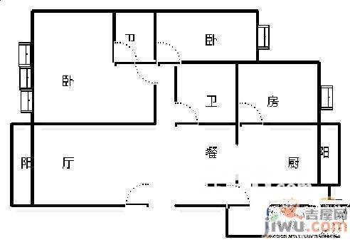 怡康花园2室2厅1卫90㎡户型图