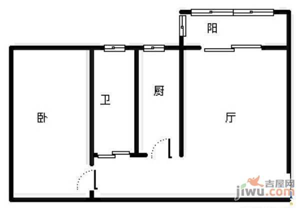 江东花城2室2厅1卫77㎡户型图