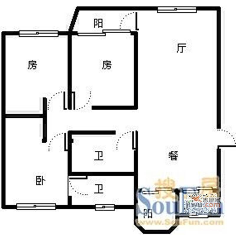 天翔住宅3室2厅1卫户型图