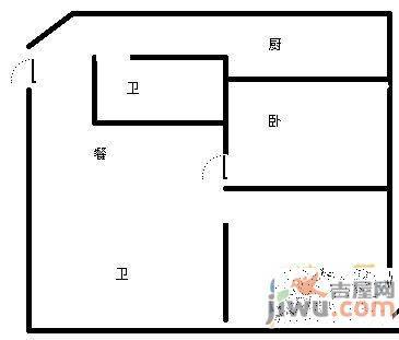 龙泉花园2室1厅1卫59㎡户型图