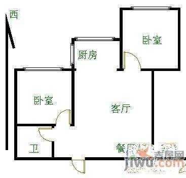 龙泉花园2室1厅1卫59㎡户型图