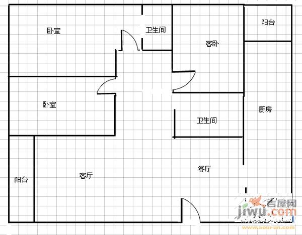 景江花园1室0厅1卫69㎡户型图