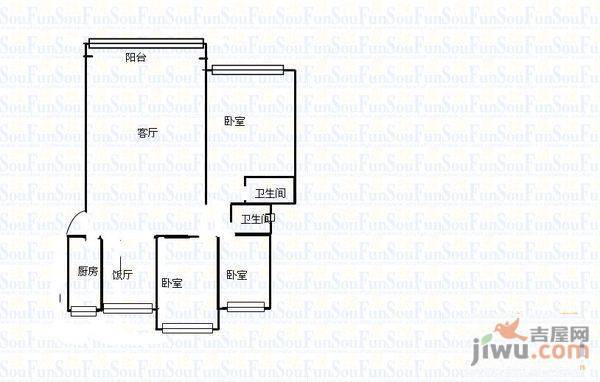 金沙小区4室3厅2卫150㎡户型图