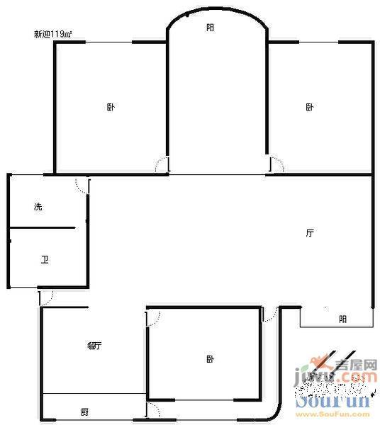 金沙小区4室3厅2卫150㎡户型图