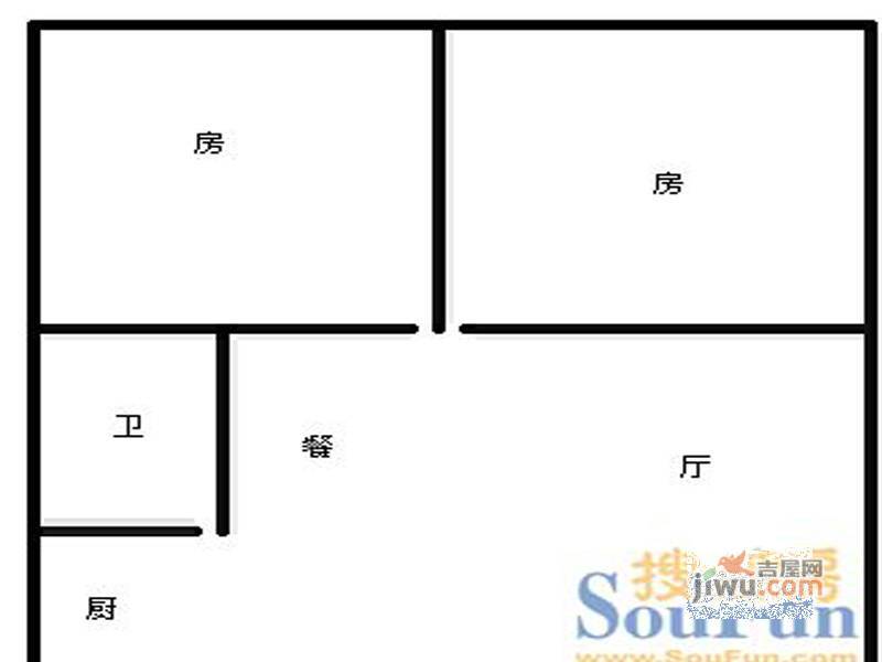 江东清水木华2室1厅1卫户型图