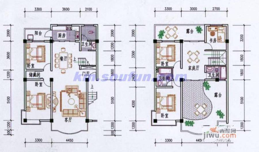 山水南苑5室2厅3卫183.1㎡户型图