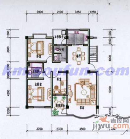 山水南苑3室2厅2卫125.2㎡户型图